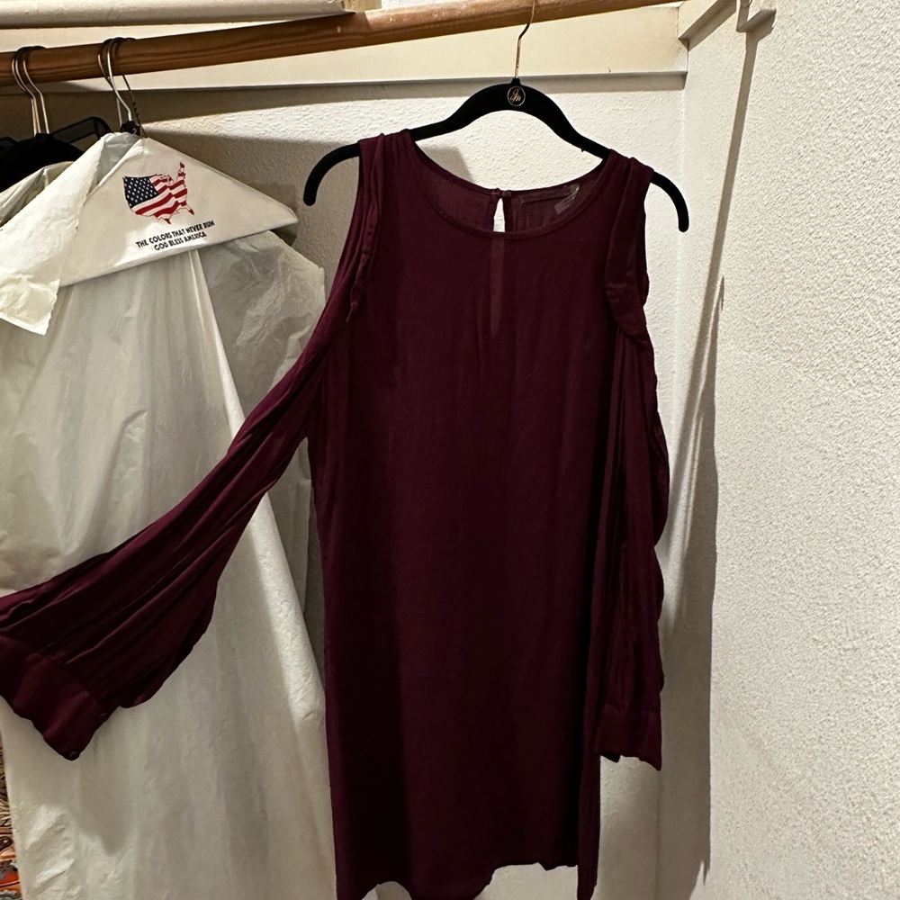 Burgundy Cold Shoulder Dress